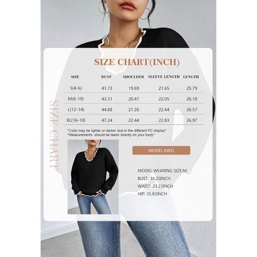 Women's Oversized V Neck Fuzzy Sweaters Grey Loose Long Sleeve Top - Picture 6 of 9